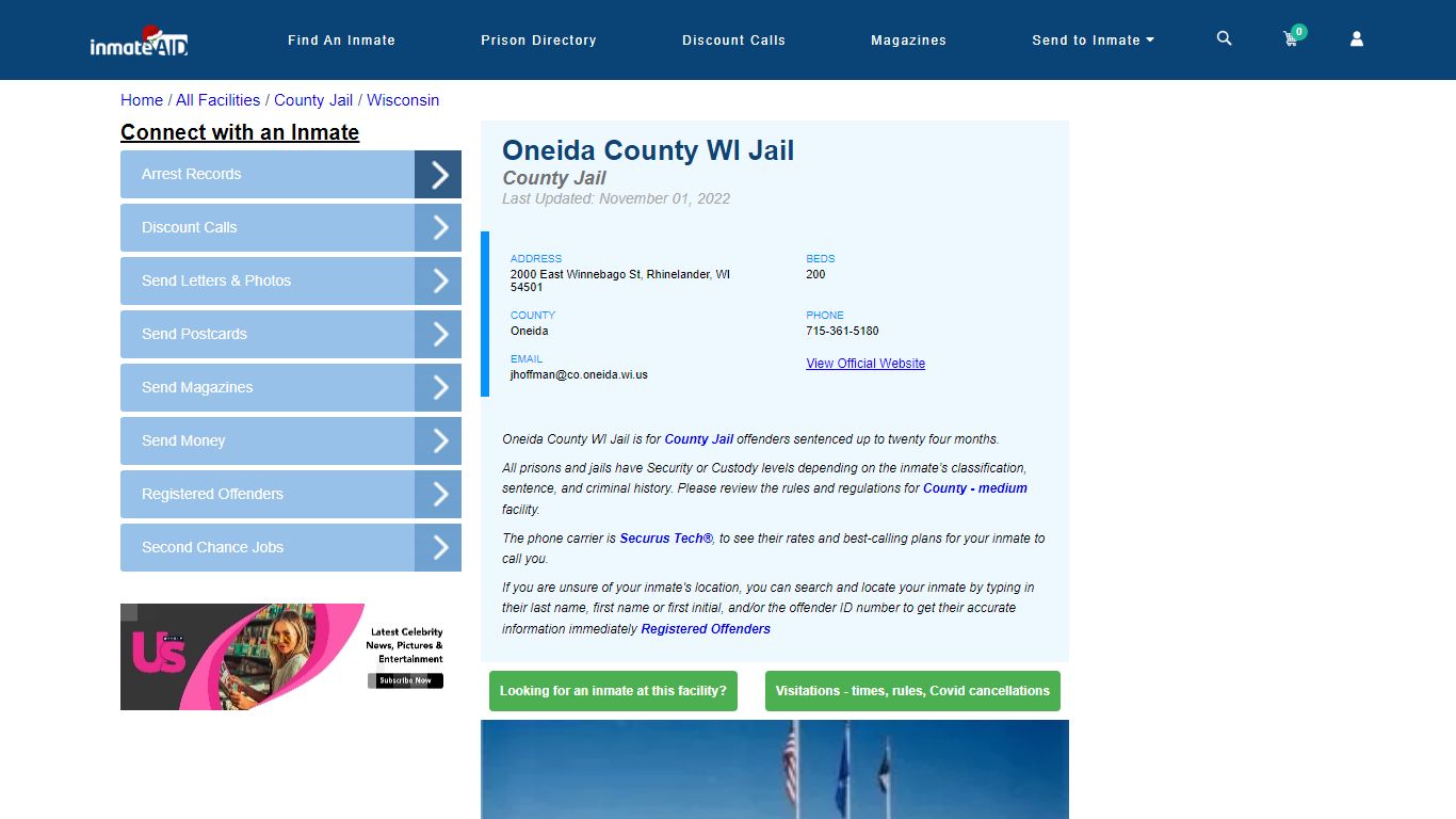 Oneida County WI Jail - Inmate Locator - Rhinelander, WI